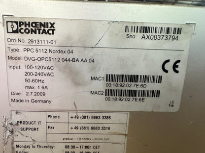 Phoenix Contact 2913111-01 Panel PC 100-240V AC Untested Surplus