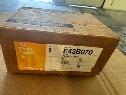 ITE E43B070 Circuit Breaker 480V AC Untested Surplus