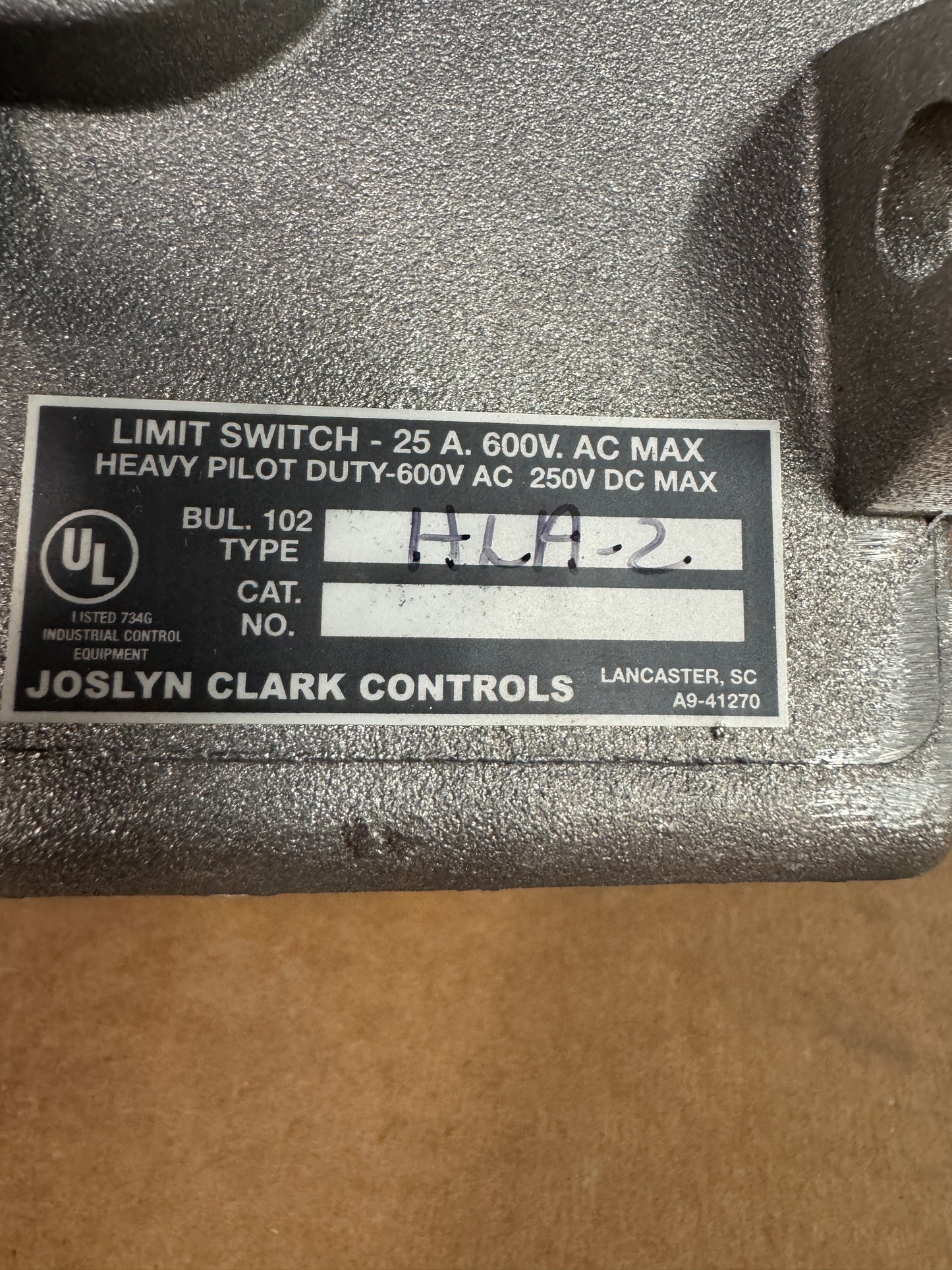 Joslyn Clark Limit Switch HLA-2 / A102-41251A-1 600V AC / 250V DC