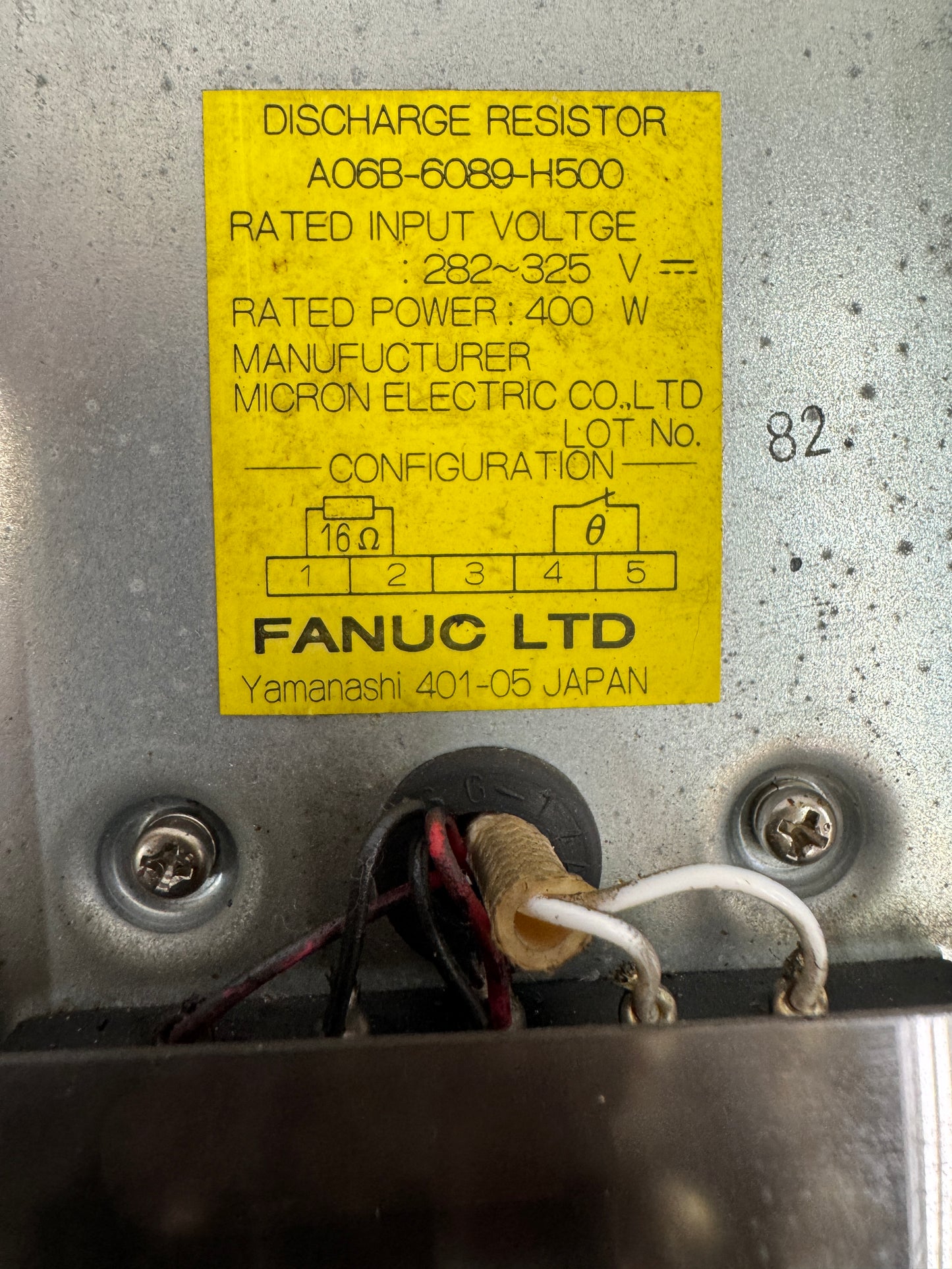 Fanuc LTD Discharge Resistor A06B-6089-H500 282–325 V