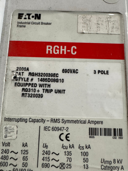 Eaton Molded Case Circuit Breaker RGH320039EC 600V AC