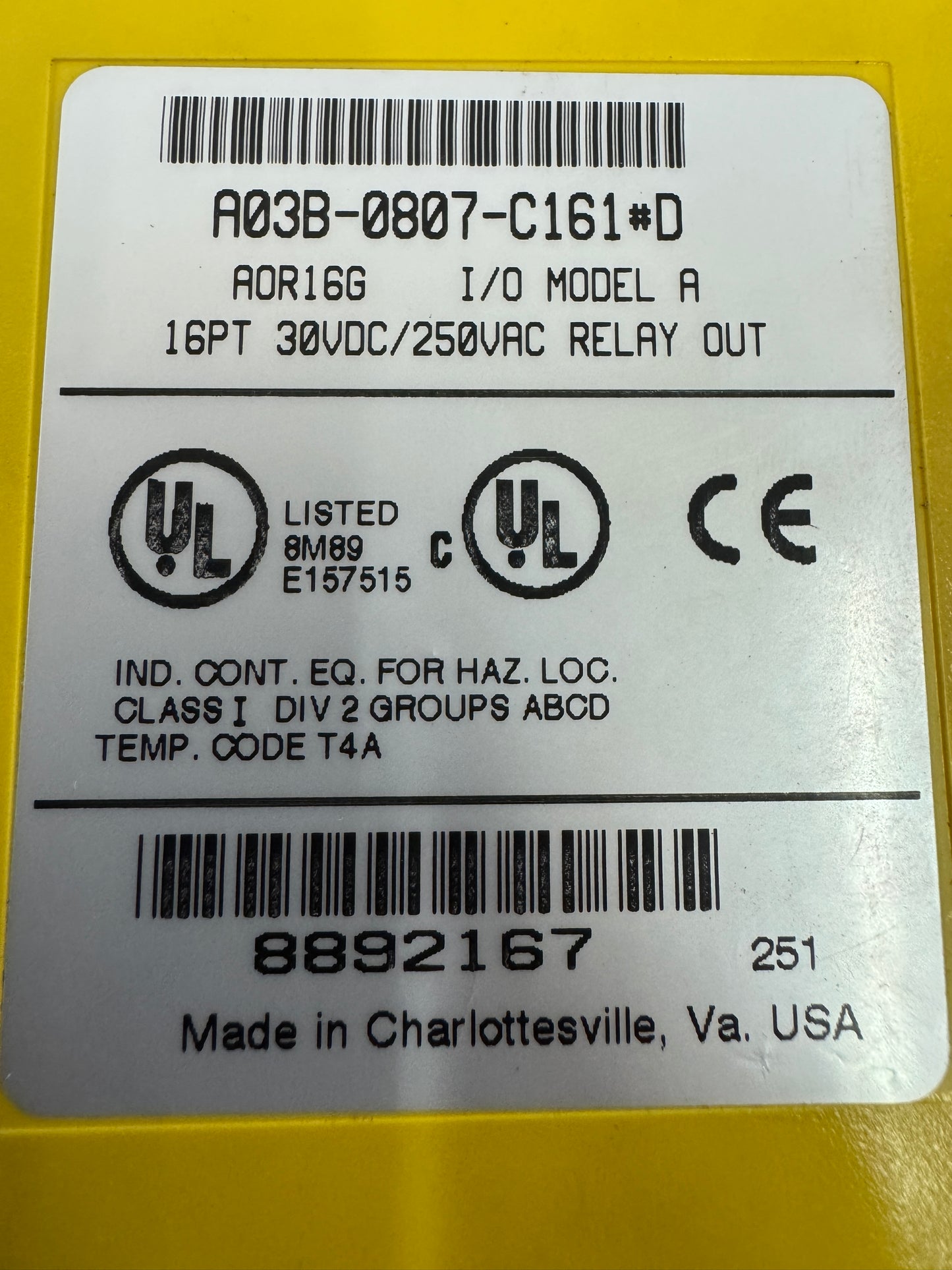 Fanuc I/O Module A03B-0807-C161 30V DC