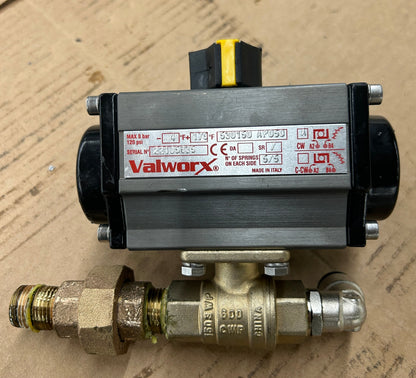 Valworx Pneumatic Spring Return Actuated Ball Valve 530150 AP050 / 521442 1/2 In. NPT 120 PSI Actuator Supply, 600 PSI Valve Body