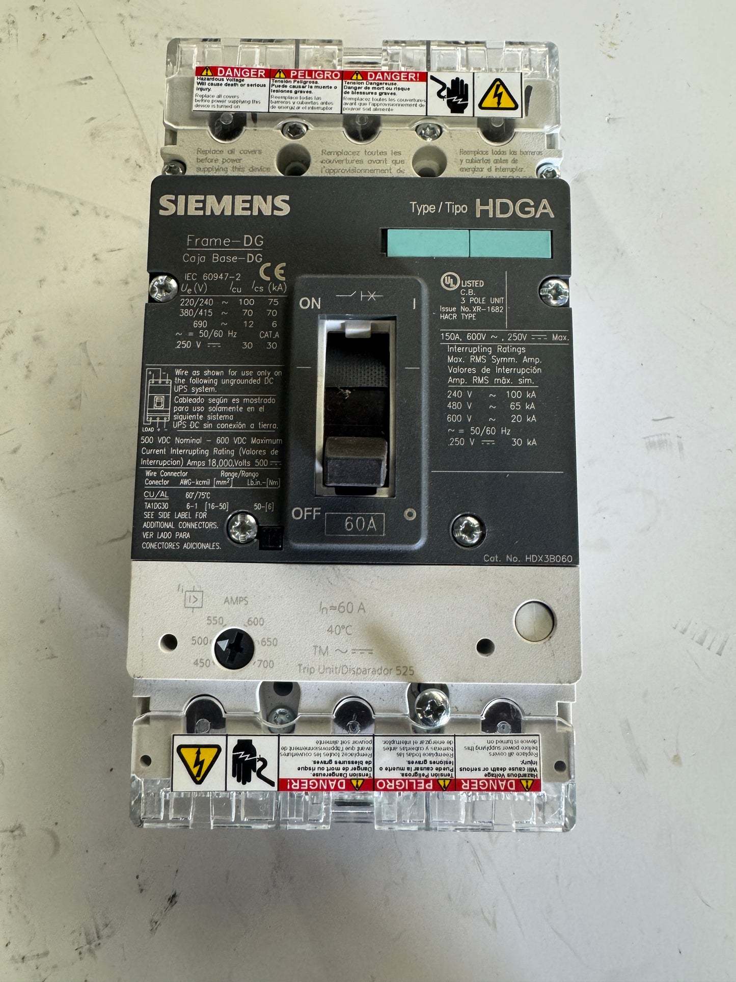 Siemens Circuit Breaker HDX3B060 600V