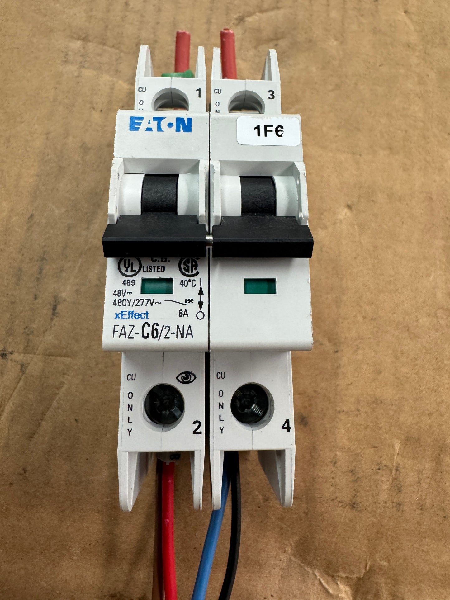Eaton FAZ-C6/2-NA Miniature Circuit Breaker 480Y/277V AC Untested Surplus