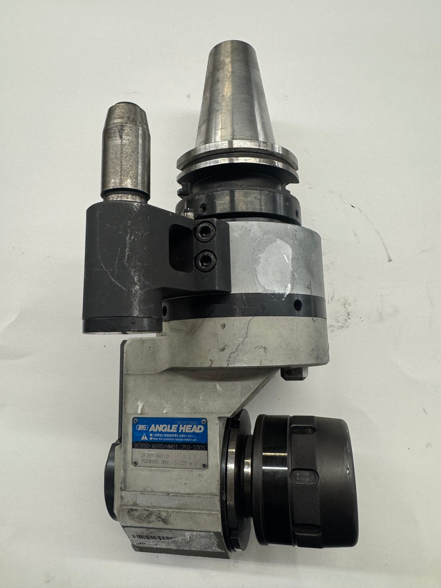 Big Daishowa Right Angle Head BCV50-AG90/HMC1.250-230S | CAT50 | 1-1/4 In. HMC Collet Chuck Output | Orientation: Radial