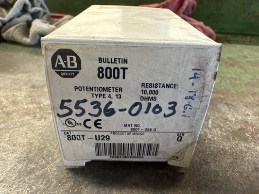 Allen-Bradley Potentiometer 800T-U29 300V AC/DC