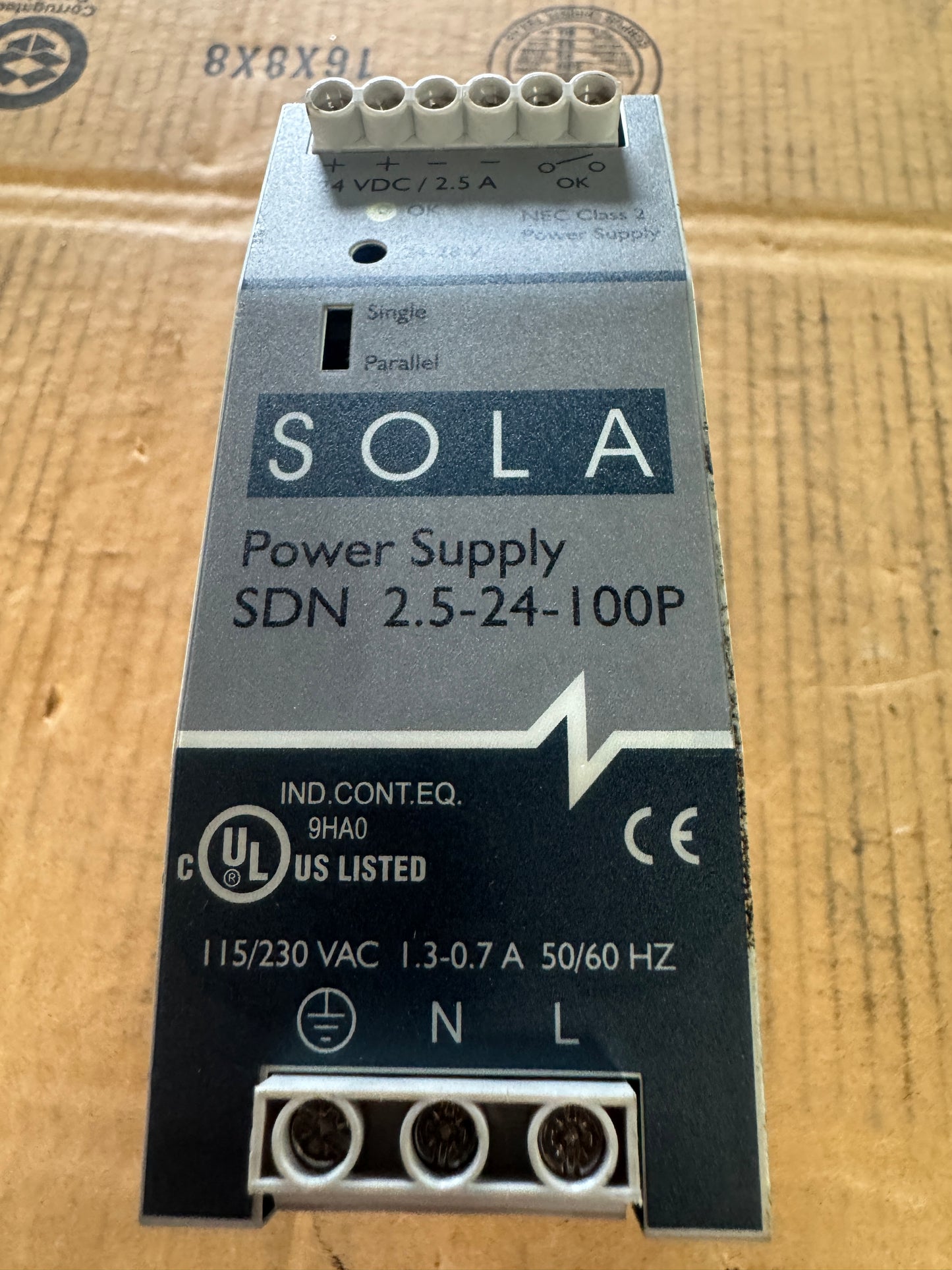 Sola/Hevi-Duty SDN 2.5-24-100P DIN Rail Power Supply Untested Surplus