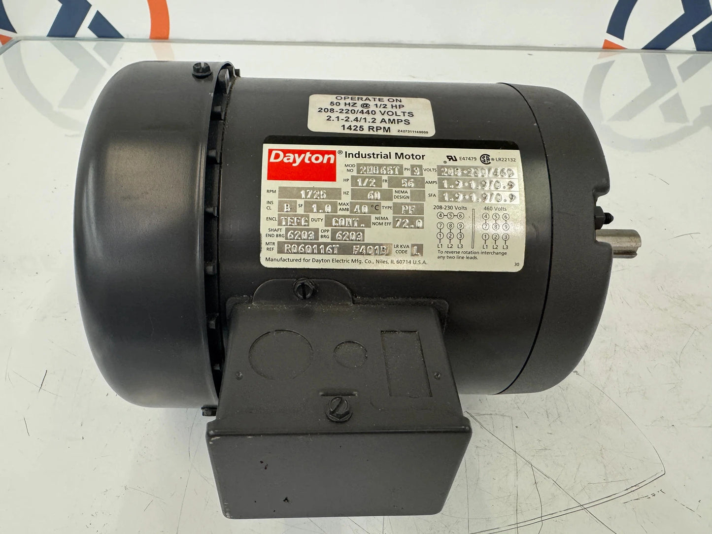 Dayton Industrial Motor 2M865T - 1/2 HP 1725 RPM AC Induction Motor