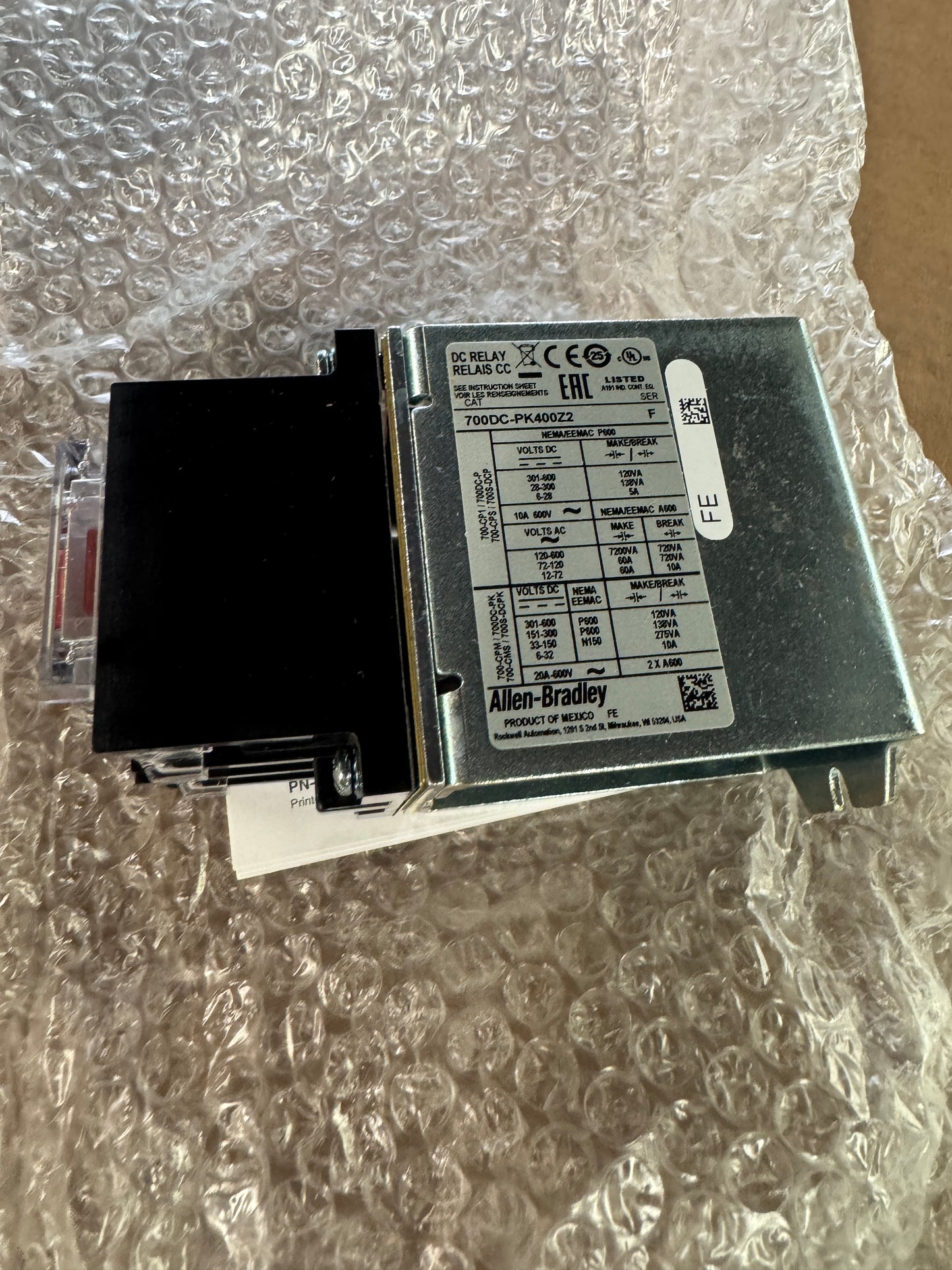 Allen-Bradley DC Control Relay 700DC-PK400Z2 230 250V DC Coil