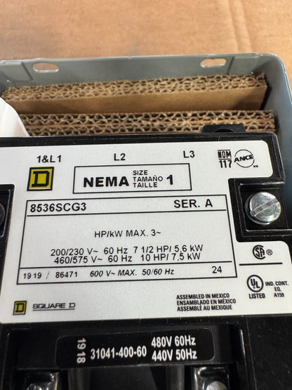 Square D NEMA Size 1 Motor Starter 8536SCG3V06