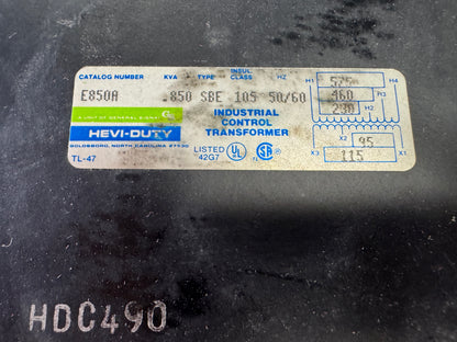 Hevi-Duty E850A Industrial Control Transformer Untested Surplus