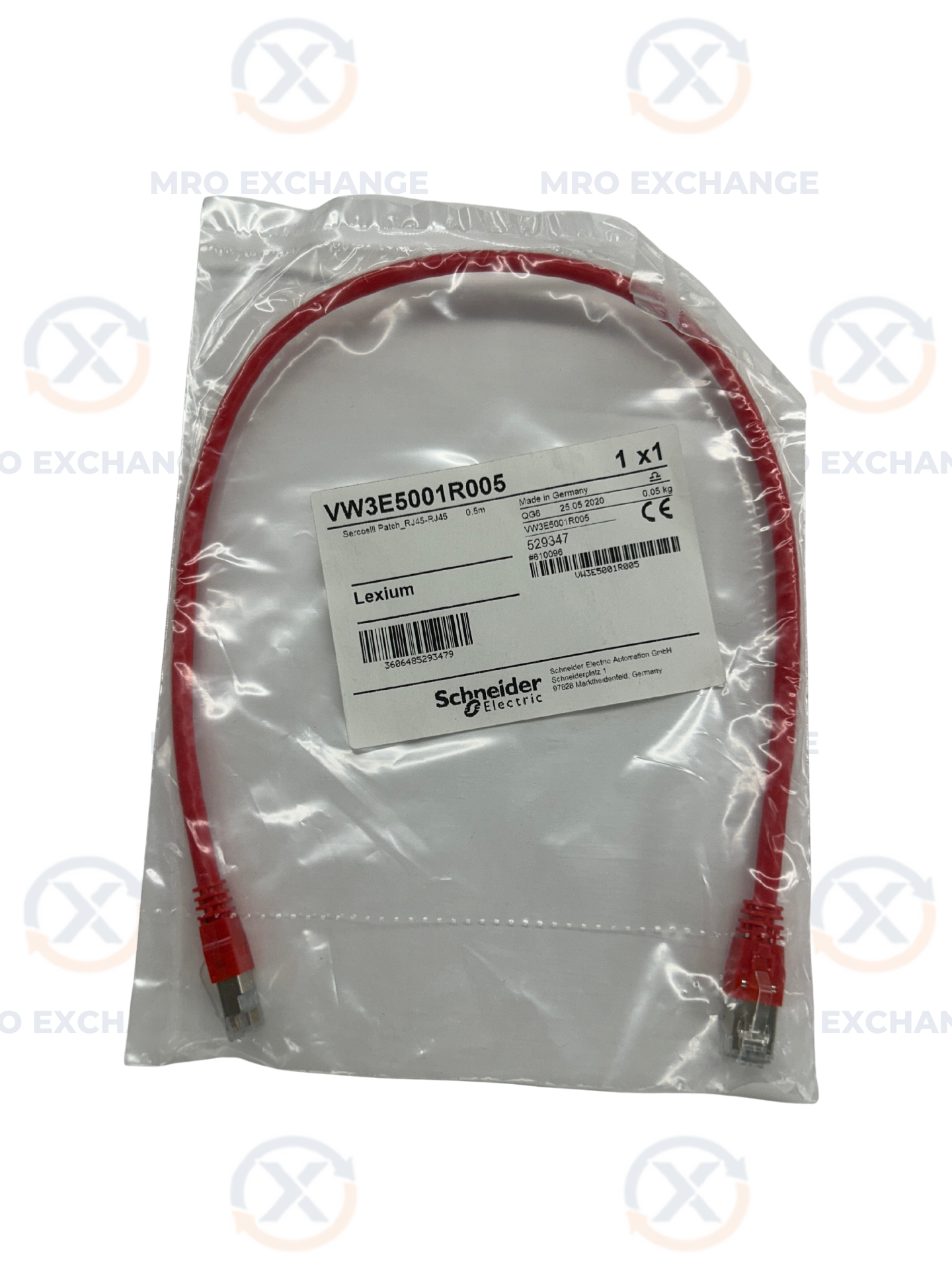 Schneider Electric Sercos III Patch Cables VW3E5001R005 0.5 m, RJ45 to RJ45