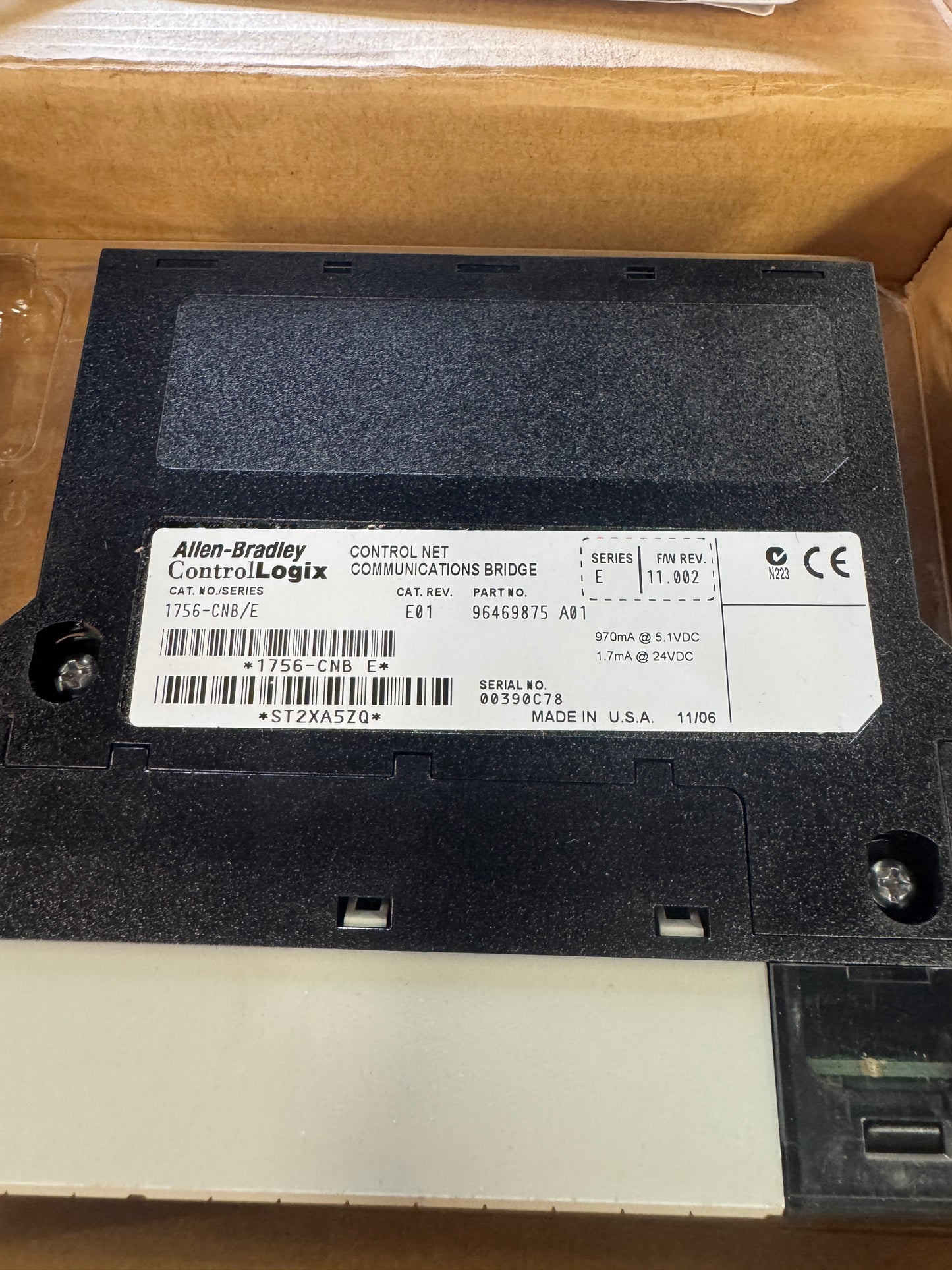 Allen-Bradley ControlNet Communications Bridge Module 1756-CNB/E 24 VDC
