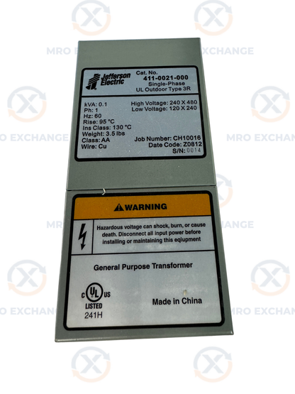 Jefferson Electric General Purpose Transformer 411-0021-000