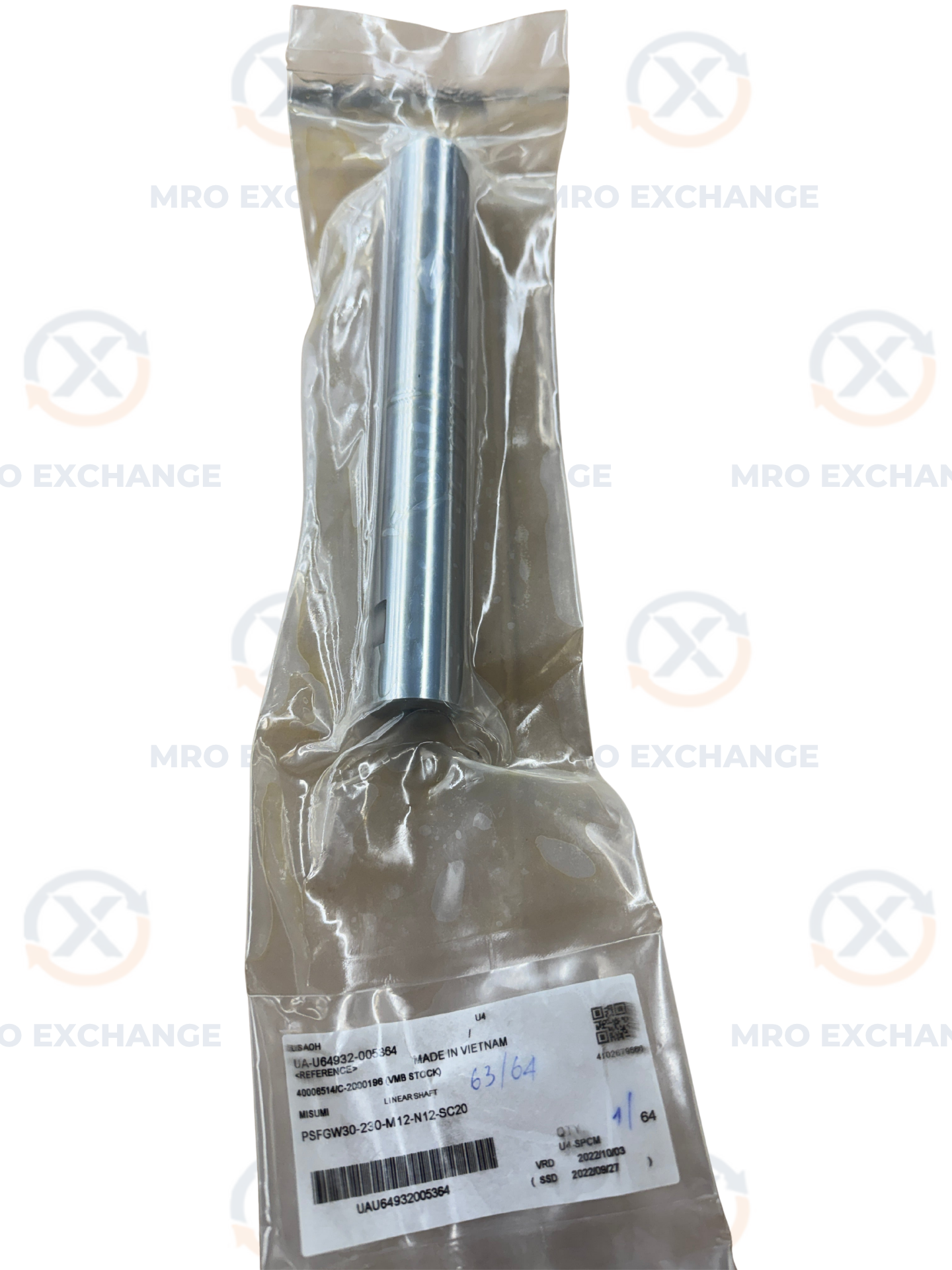 Misumi Precision Linear Shaft Both Ends Tapped PSFGW30-230-M12-N12-SC20