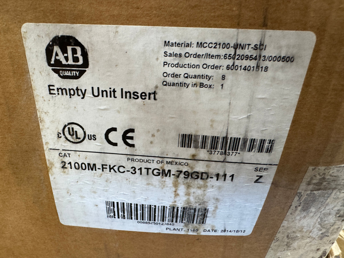 Allen-Bradley 2100M-FKC-31TGM-79GD-111 CENTERLINE 2100 MCC Bucket with VFD 600V AC