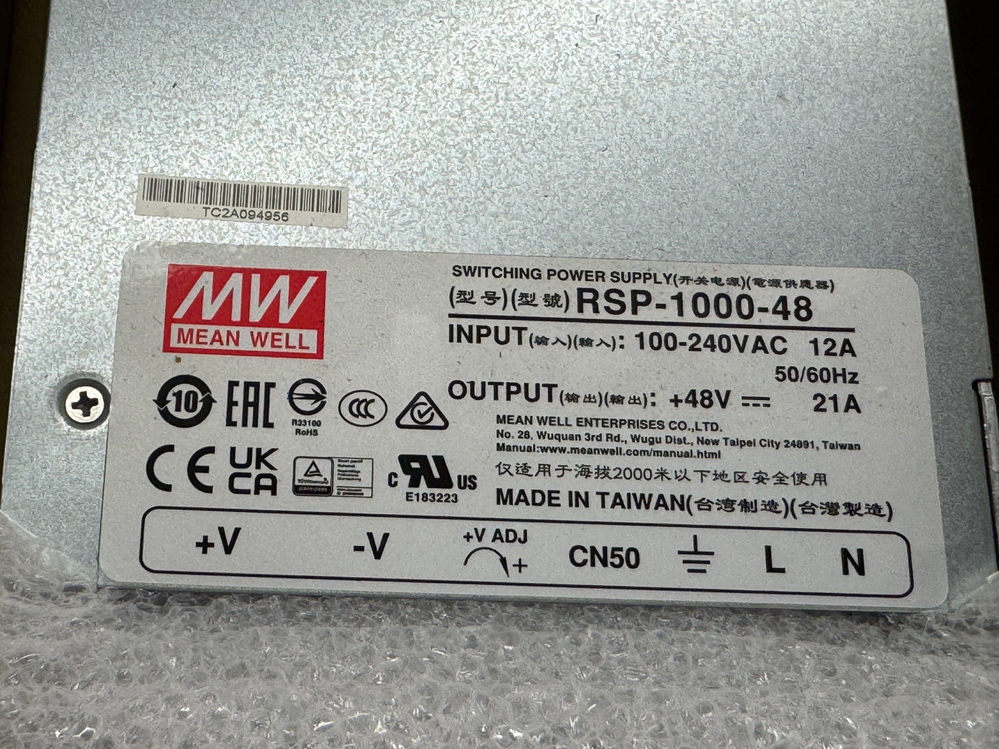 Mean Well RSP-1000-48 Switching Power Supply Open Box Unused