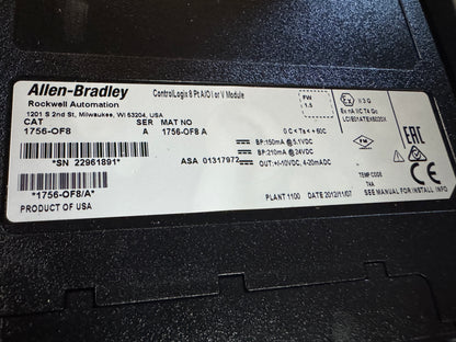 Allen-Bradley Analog Output Module 1756-OF8/A