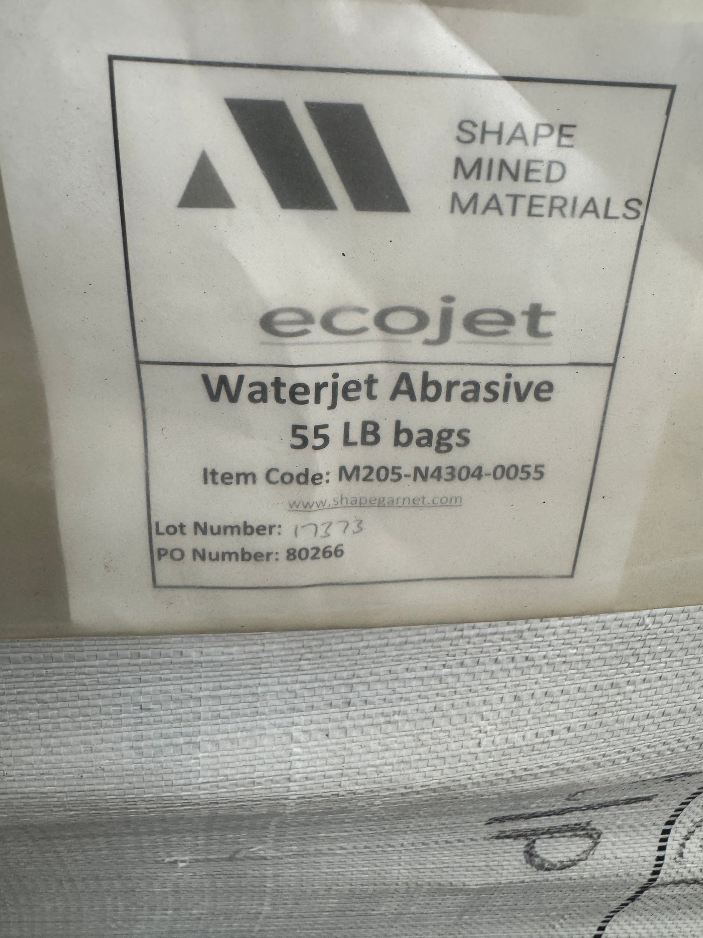 Shape Mined Materials Waterjet Abrasive Garnet M205-N4304-0055 #80 Mesh, 2,200 Lb Bulk Bag