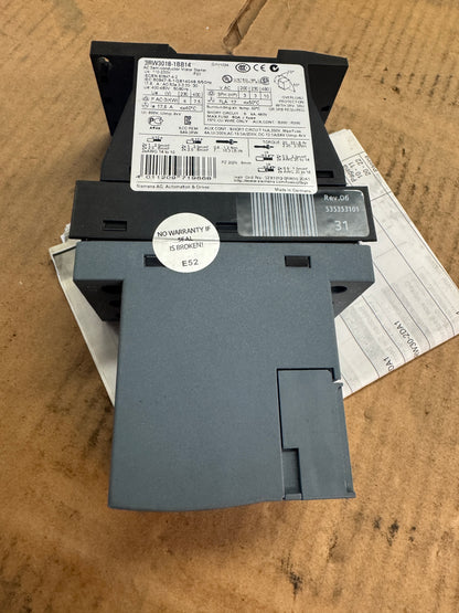 Siemens 3RW3018-1BB04 Soft Starter 200 to 480V Untested Surplus