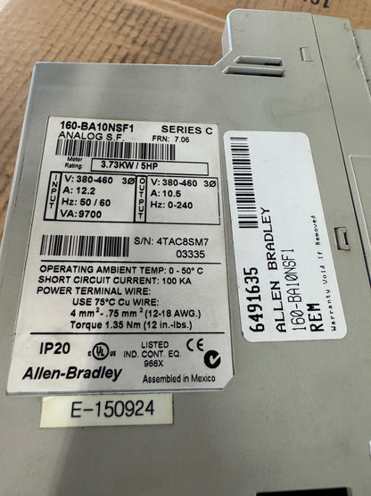 Allen-Bradley AC Drive 160-BA10NSF1 - 5 HP Variable RPM