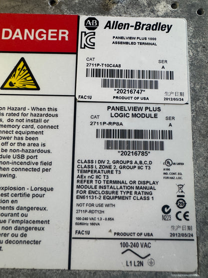 Allen-Bradley Color Touch Display Module 2711P-RDT10C A Ser F