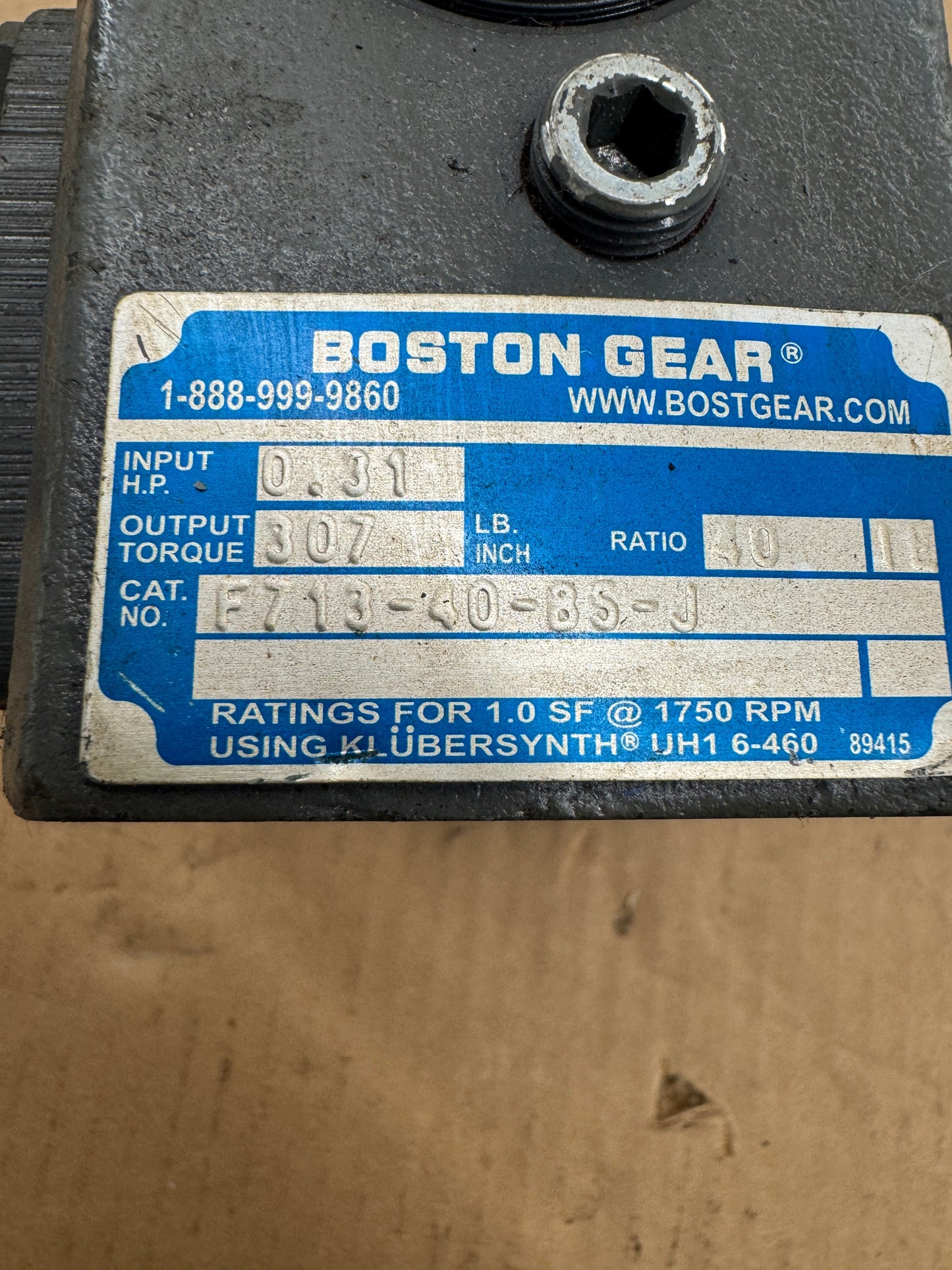 Boston Gear Worm Gear Speed Reducer F713-40-B5-J