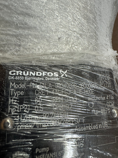 Grundfos CRE1-4 N-FGJ-A-E-HQQE Vertical Multistage Centrifugal Pump, 0.5 HP, 60 Hz