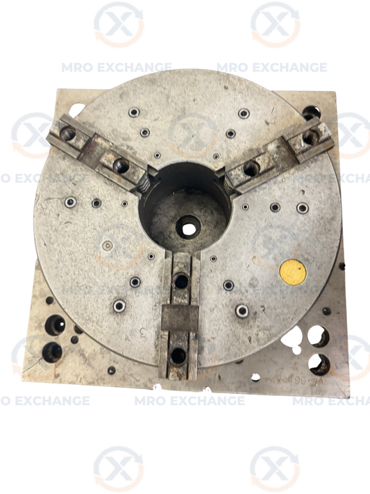 3-Jaw Self-Centering Lathe Chuck with Square Adapter Plate 424499-7A | 10 In. Dia. Chuck, Approx. 4 In. Bore