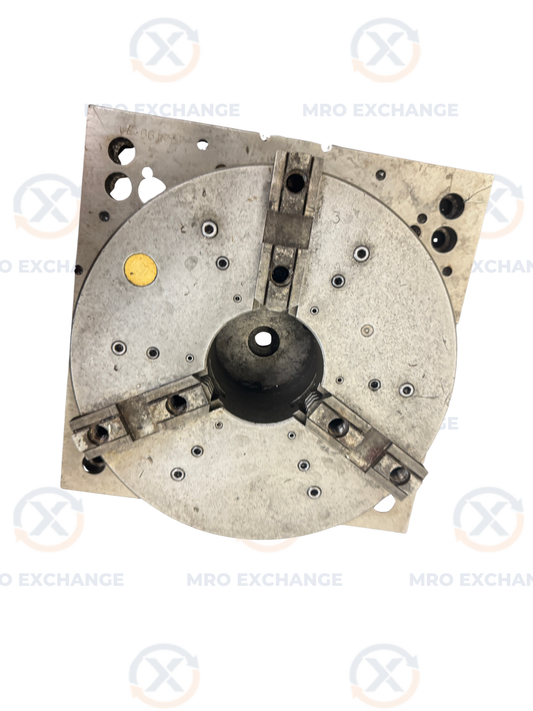 3-Jaw Self-Centering Lathe Chuck with Square Adapter Plate 424499-7A | 10 In. Dia. Chuck, Approx. 4 In. Bore