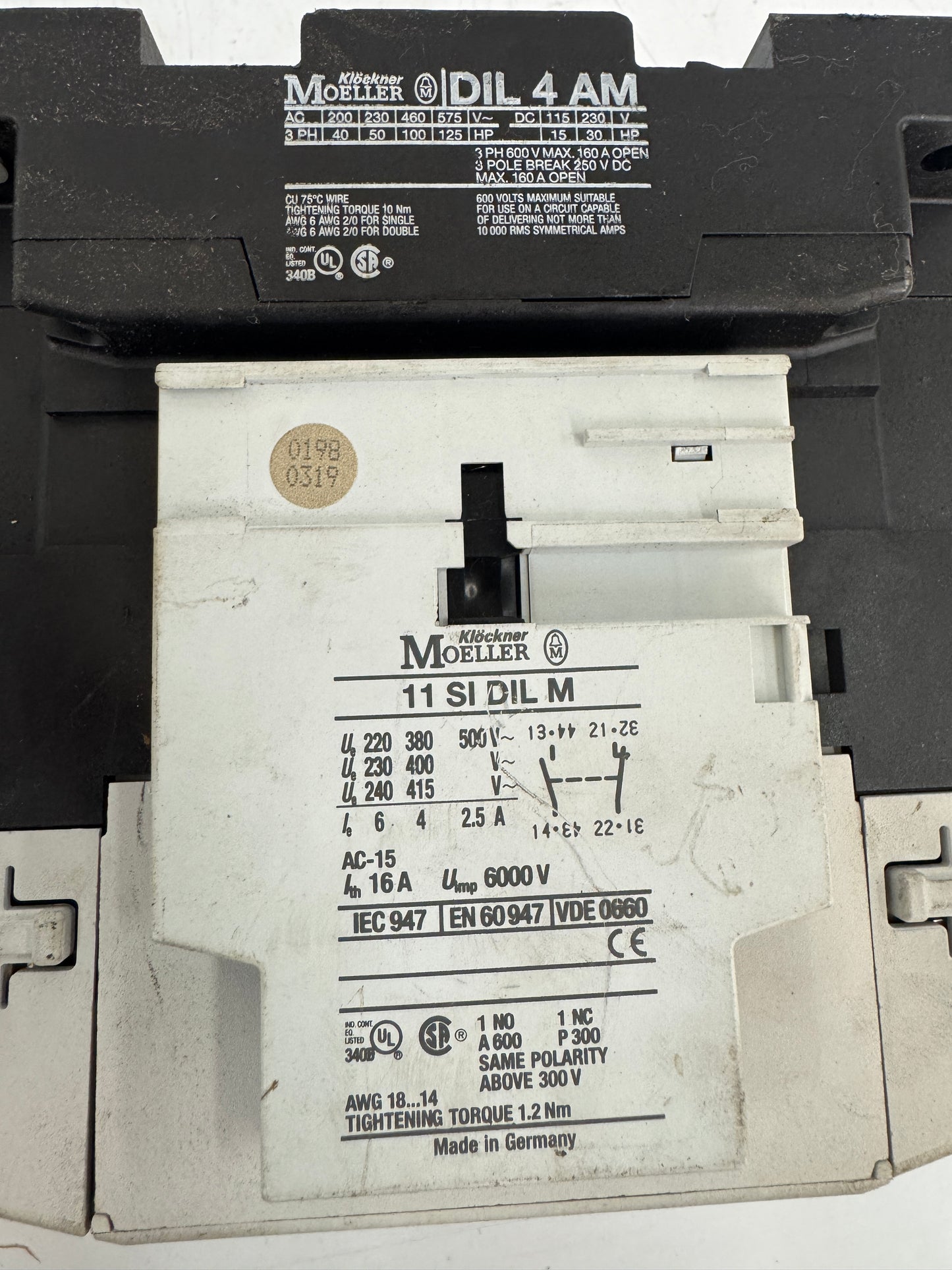 Klockner Moeller 3-Pole IEC Magnetic Contactor DIL 4 AM