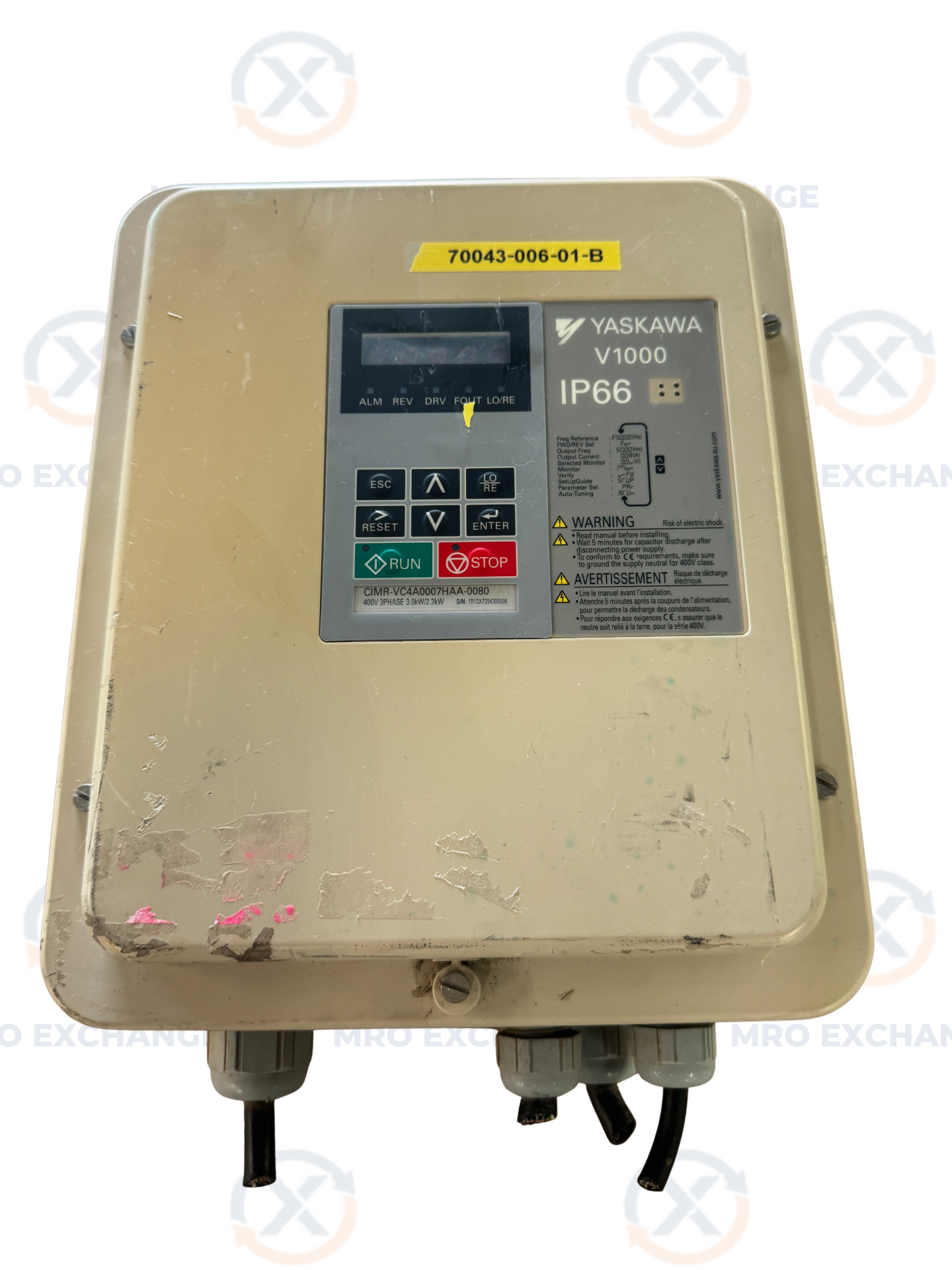 Yaskawa CIMR-VC4A0007HAA-0080 Variable Frequency Drive 400V 3-Phase Untested Surplus