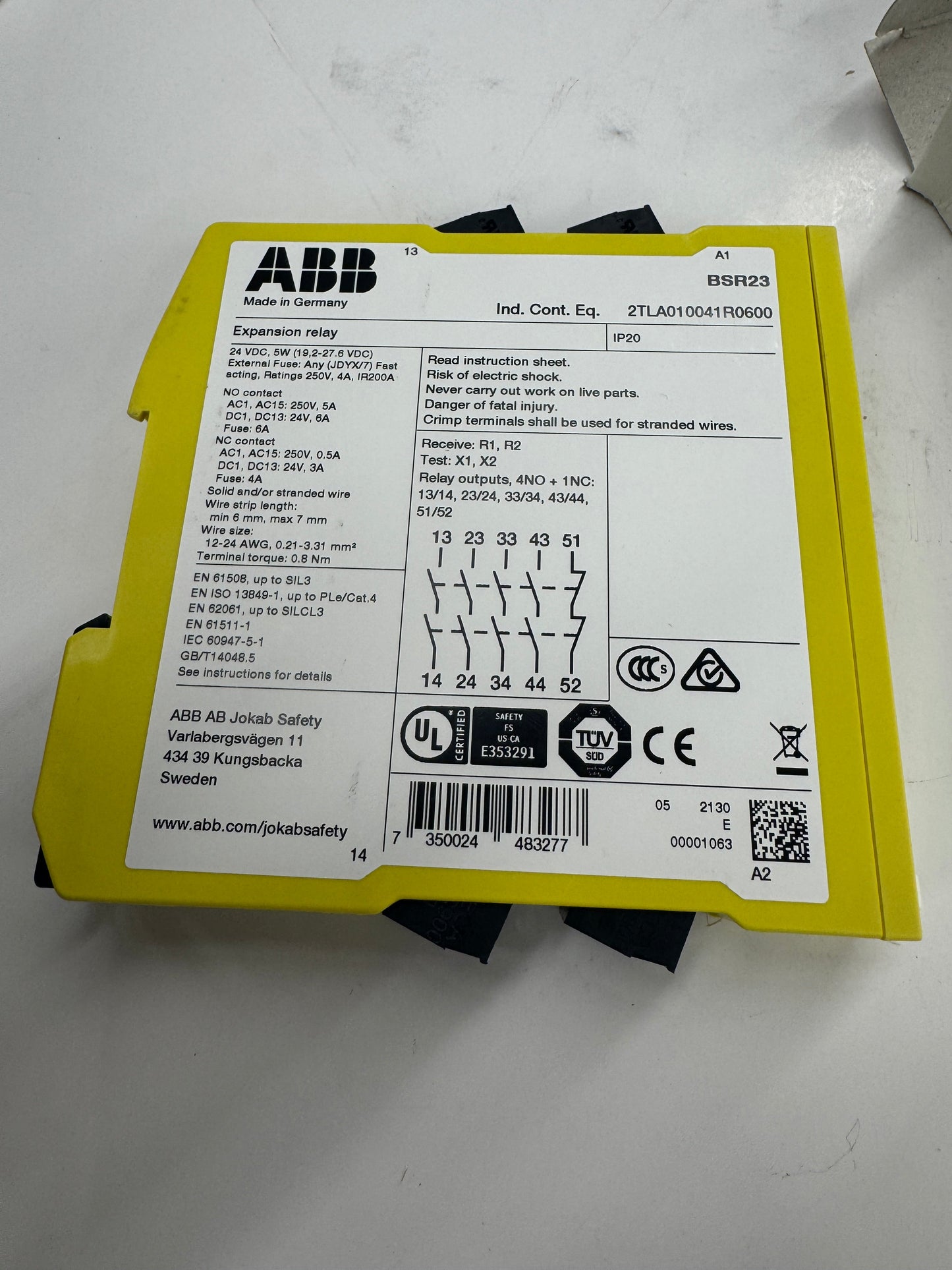 ABB Safety Expansion Relay BSR23 / 2TLA010041R0600 24 VDC m01110