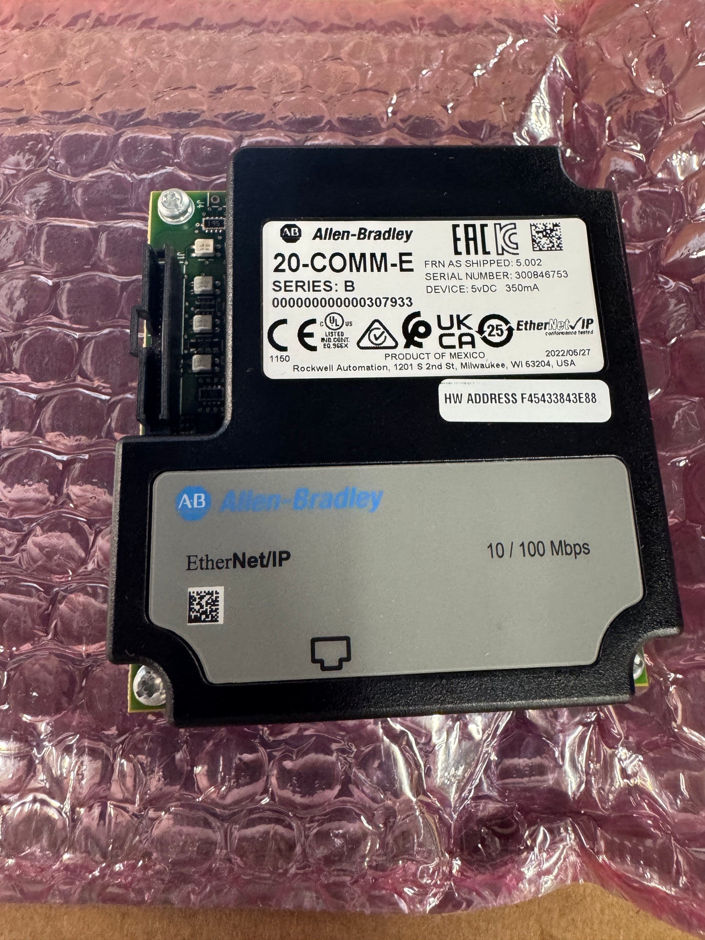 Allen-Bradley EtherNet/IP Communication Adapter 20-COMM-E 5 VDC