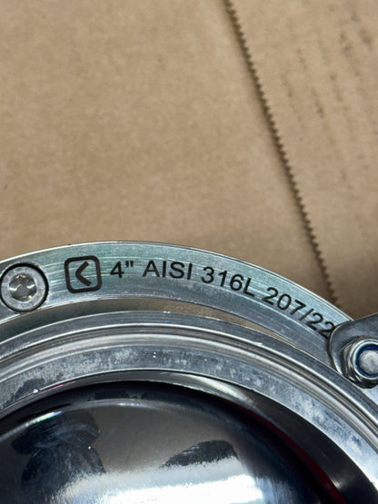Cipriani Harrison Pneumatic Actuated Butterfly Valve 9C440/72/22 4 In. Sanitary Clamp, AISI 316L