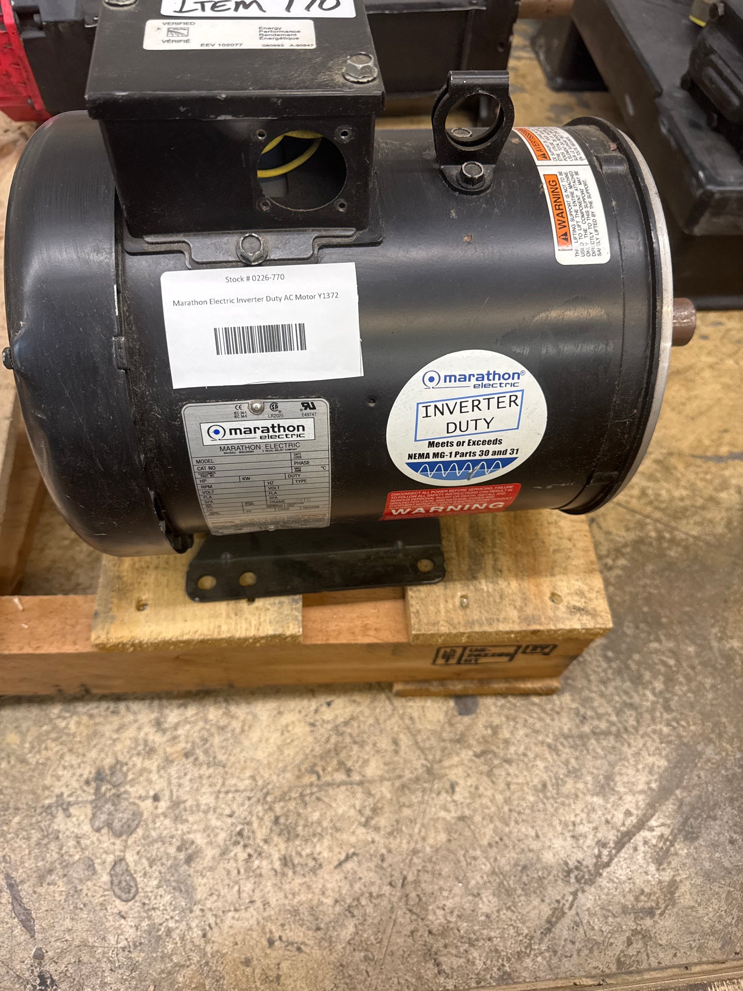Marathon Electric Inverter Duty AC Motor Y1372 / 184THFW7726 - 5 HP 1800 RPM