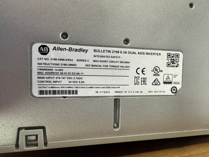 Allen-Bradley 2198-D006-ERS3 Dual Axis Inverter Open Box Unused
