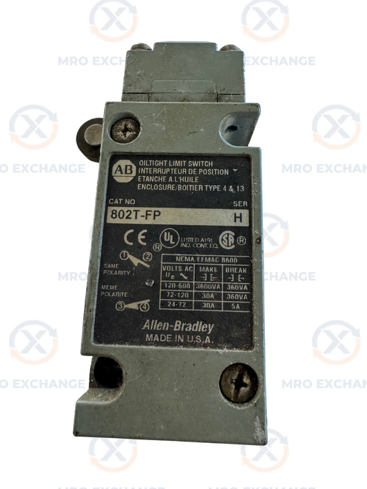 Allen-Bradley Oiltight Limit Switch 802T-FP 120-600V AC