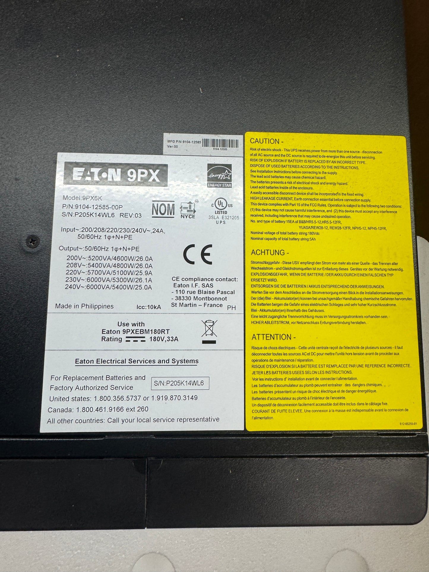 Eaton 9PX6K Uninterruptible Power Supply 200-240V Open Box Unused
