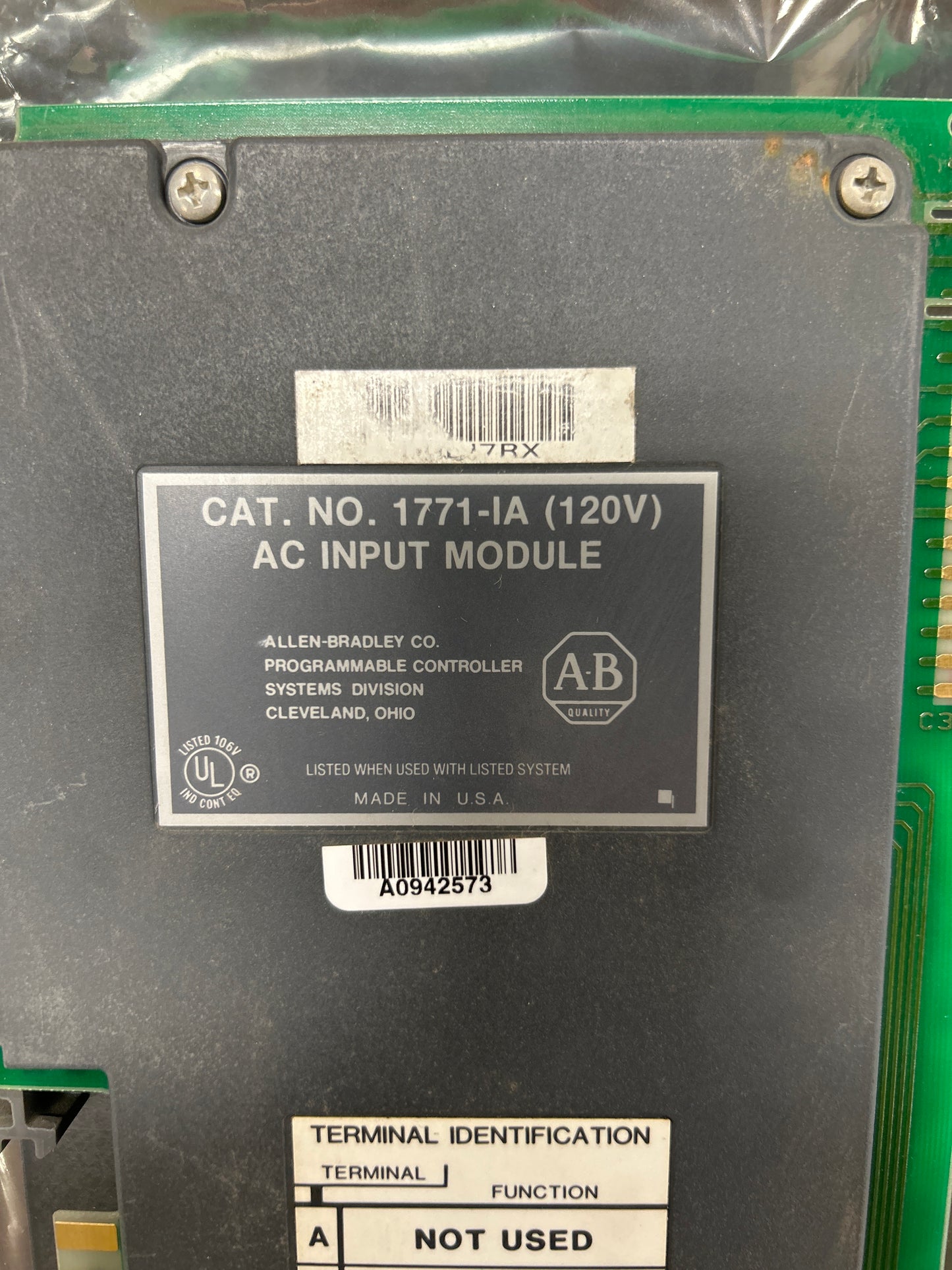 Allen-Bradley AC Input Module 1771-IA m02482 120V AC