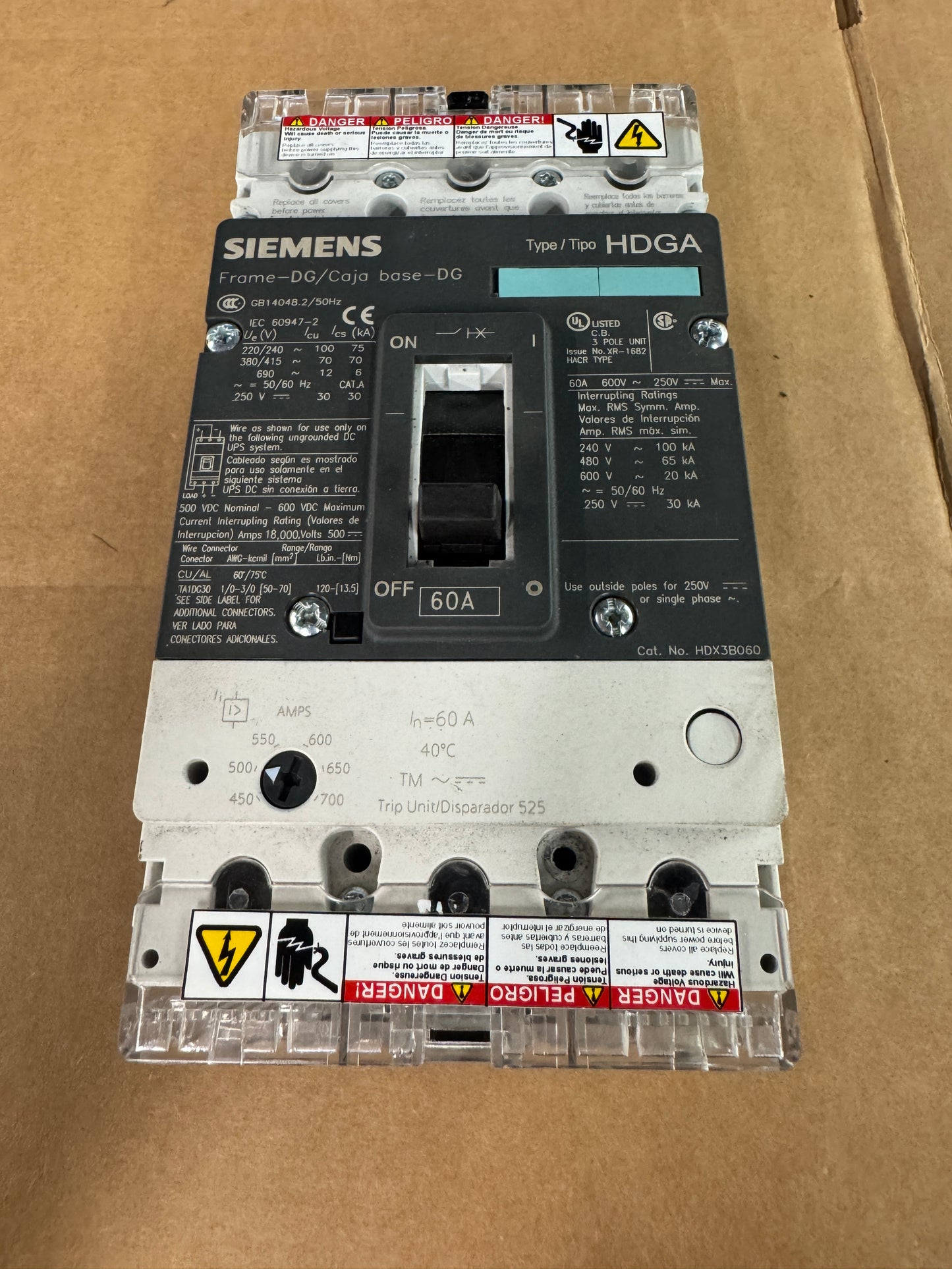 Siemens HDX3B060 Molded Case Circuit Breaker 600V AC / 250V DC Untested Surplus