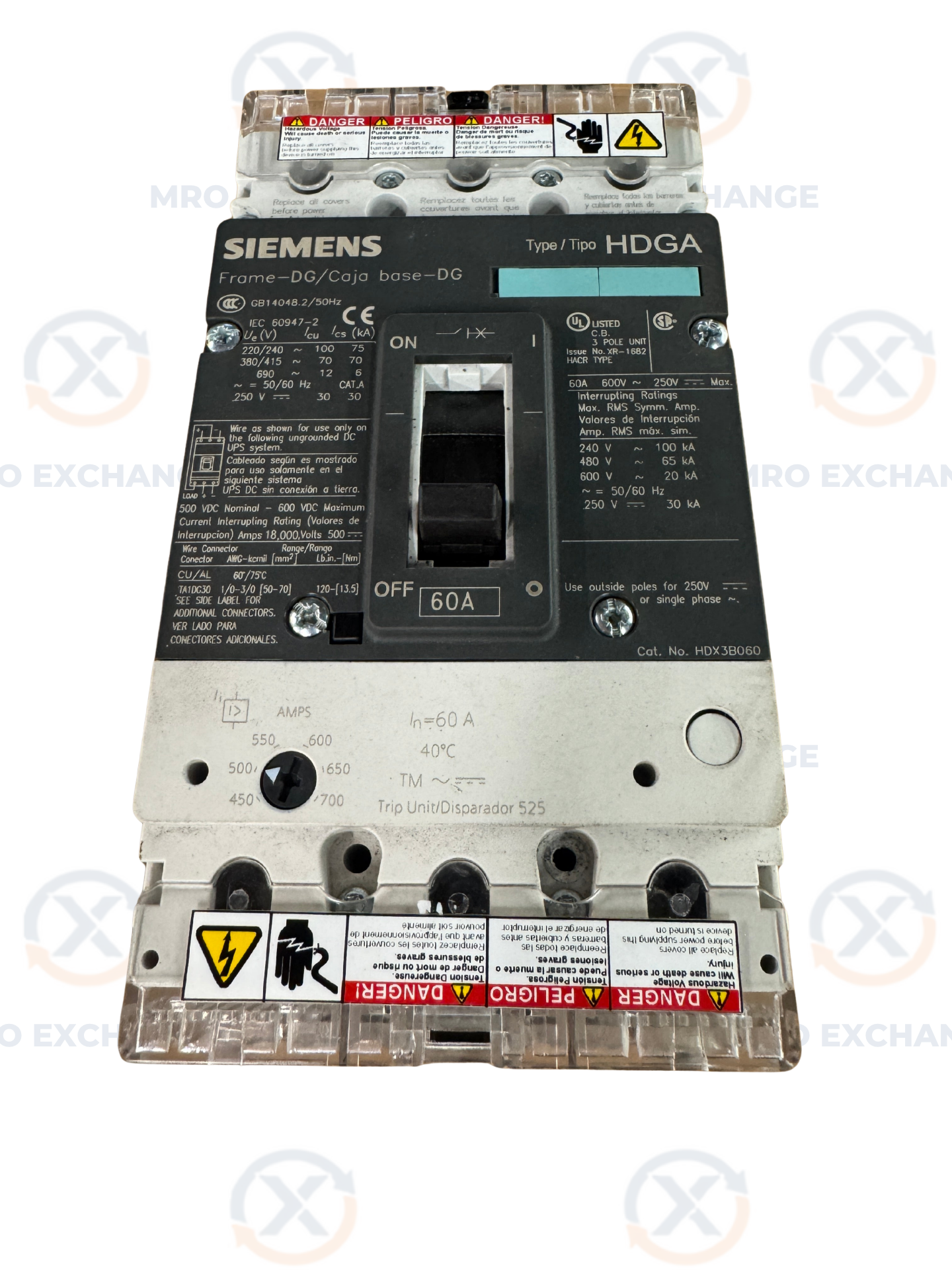 Siemens HDX3B060 Molded Case Circuit Breaker 600V AC / 250V DC Untested Surplus