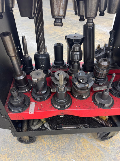 Mixed CAT50 Tooling Lot with Cart | CAT50