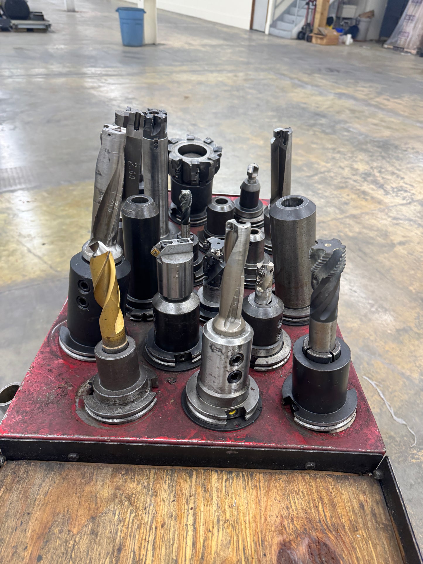 Mixed CAT50 Tool Holder Lot with Tooling and Cart | CAT50