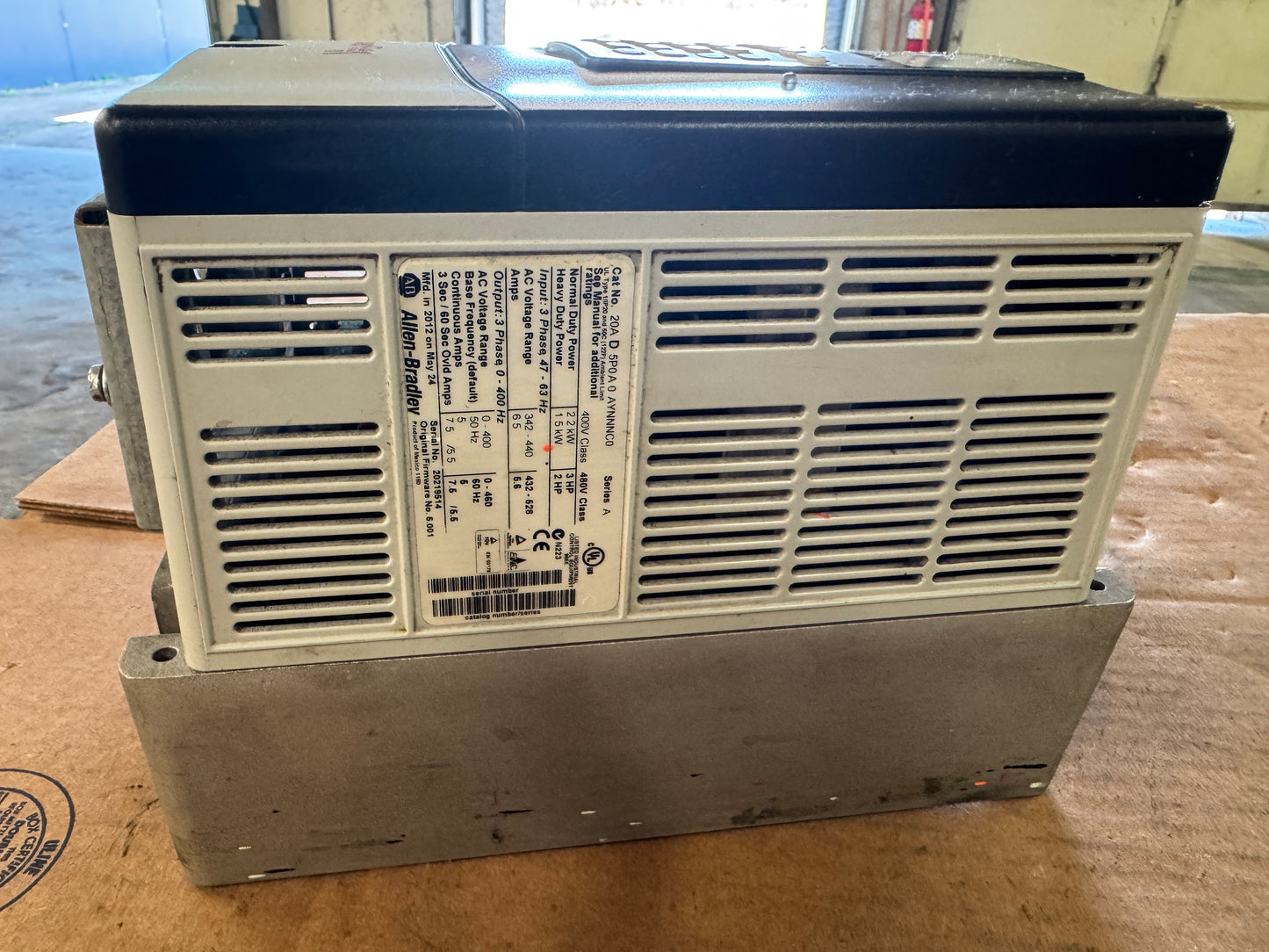 Allen-Bradley 20AD5P0A0AYNNNC0 Variable Frequency Drive 480V AC 3-Phase Untested Surplus 01438