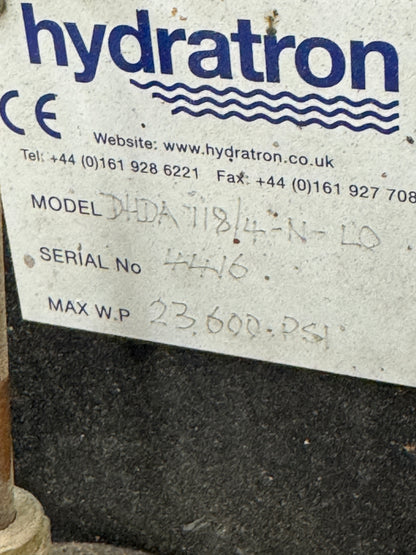 Hydratron Air Driven Liquid Pump DIDA 118/4-N-LO 23,600 PSI Max