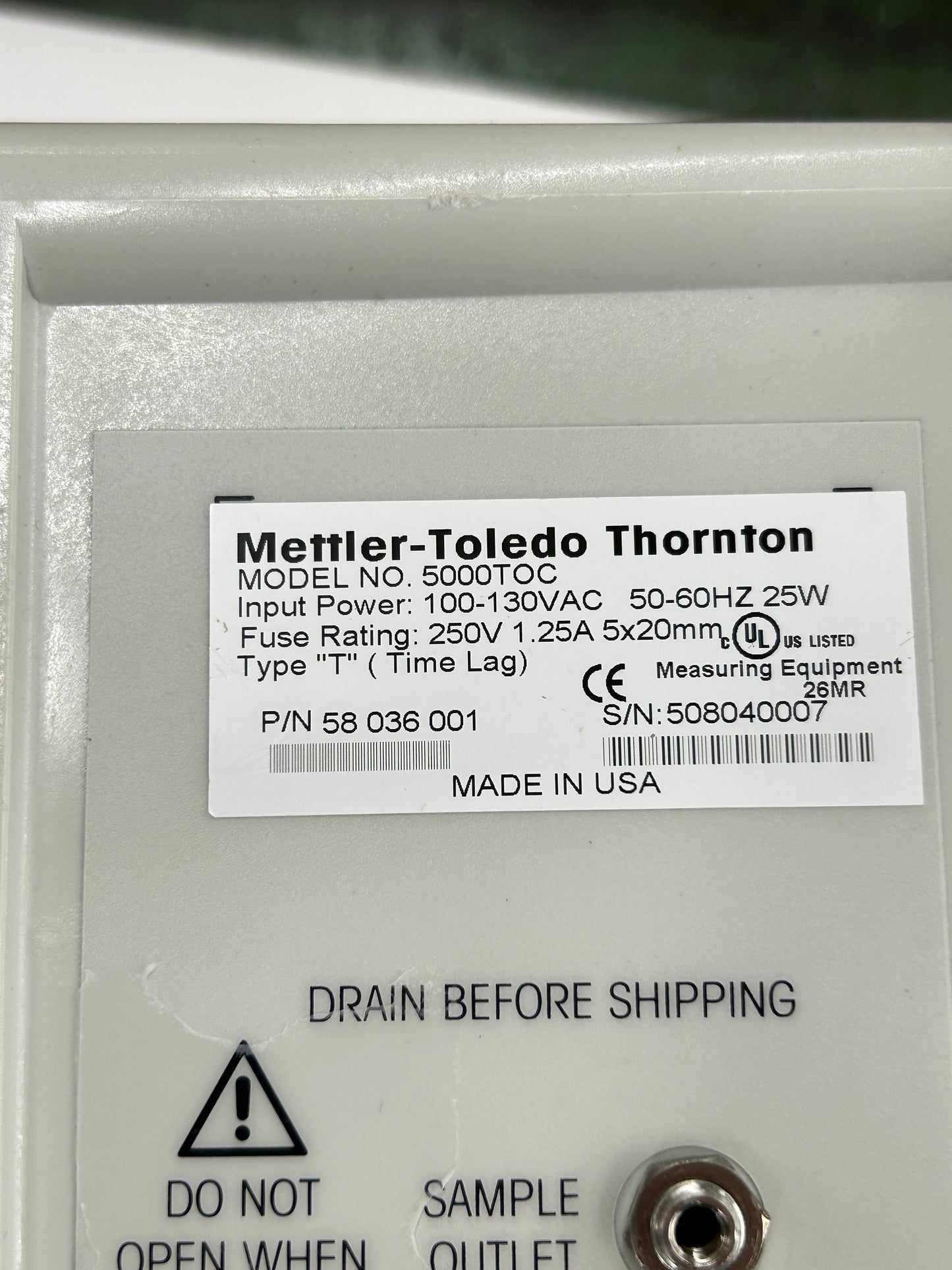Mettler-Toledo Thornton TOC Analyzer 5000TOC / P/N 58 036 001 m01142