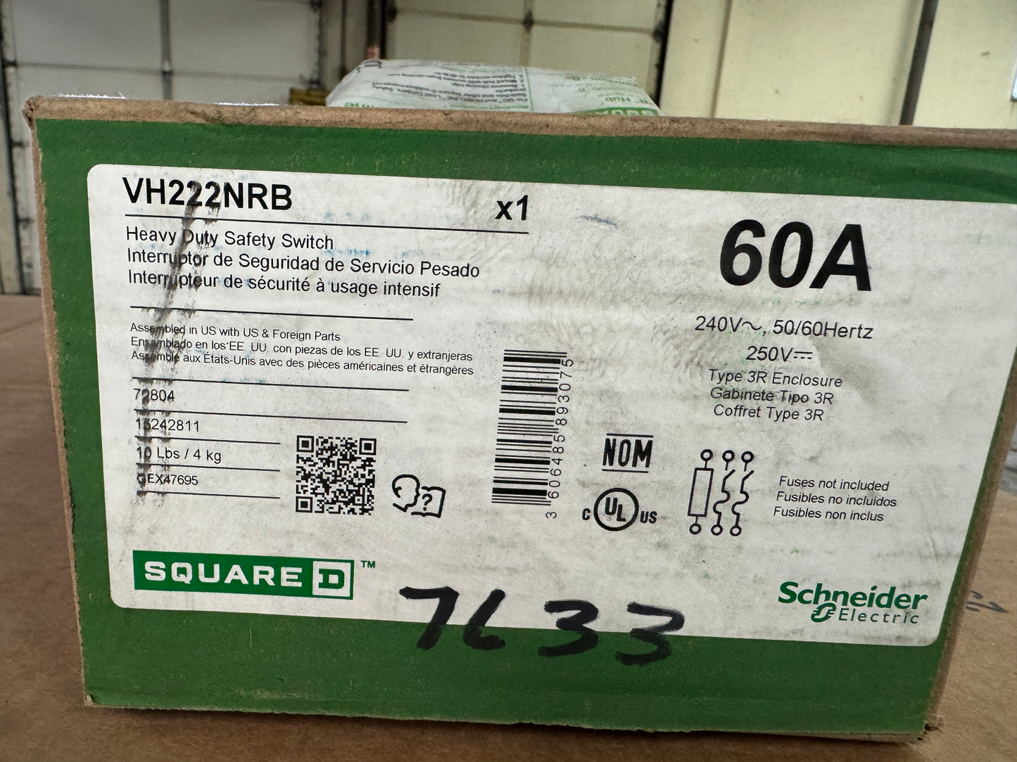 Square D Heavy Duty Safety Switch VH222NRB 240V
