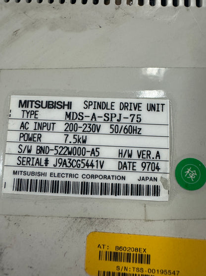 Mitsubishi Electric Spindle Drive Unit MDS-A-SPJ-75 200-230V AC